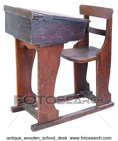 Antique Wooden School Desk Stock Image