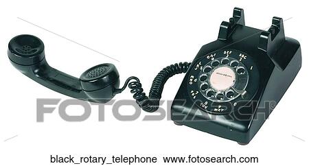Stock Image - Black rotary telephone. Fotosearch