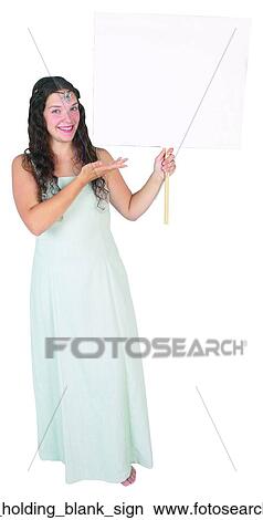 Picture - Bride holding blank sign. Fotosearch