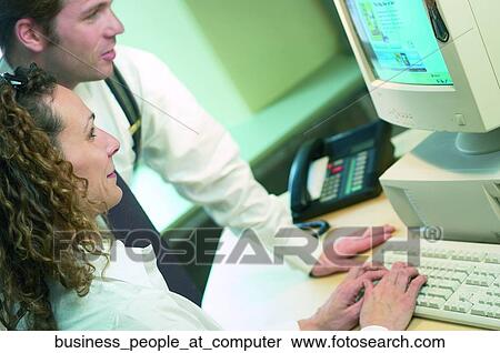 Business people at computer View Large Photo Image Stock Photography - Business people at computer. Fotosearch