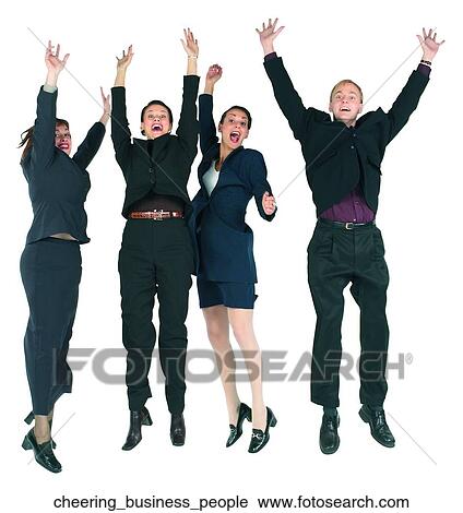 Stock Image - Cheering business people. Fotosearch