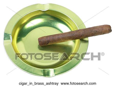 Cigar in brass ashtray View Large Photo Image Stock Photo - Cigar in brass ashtray. Fotosearch
