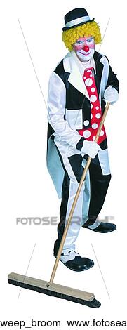 Picture - Clown sweep broom. Fotosearch