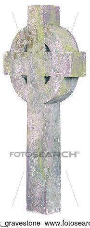 Stock Image - Crucifix gravestone. Fotosearch