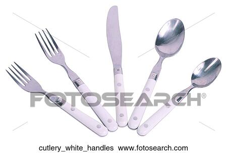 Cutlery white handles View Large Photo Image Stock Photograph - Cutlery white handles. Fotosearch