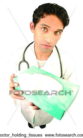 Stock Photograph - Doctor holding tissues. Fotosearch
