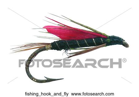 Fishing hook and fly View Large Photo Image Stock Photo - Fishing hook and fly. Fotosearch