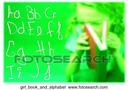 Girl book and alphabet View Large Photo Image Stock Photograph - Girl book and alphabet. Fotosearch