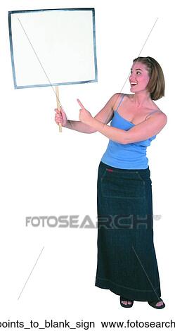 Girl points to blank sign View Large Photo Image Picture - Girl points to blank sign. Fotosearch