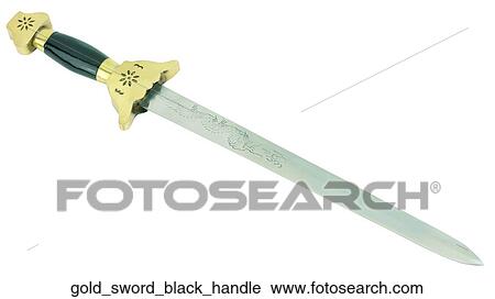 Stock Image - Gold Sword black handle. Fotosearch