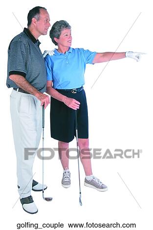 Stock Image - Golfing couple. Fotosearch