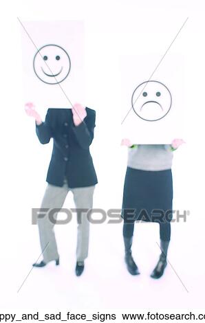 Happy and sad face signs View Large Photo Image Stock Photograph - Happy and sad face signs. Fotosearch