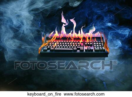 Keyboard on fire View Large Photo Image Stock Image - Keyboard on fire. Fotosearch
