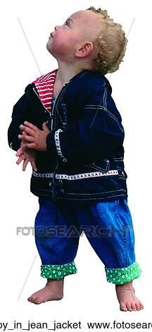 Little boy in jean jacket View Large Photo Image Stock Photograph - Little boy in jean jacket. Fotosearch
