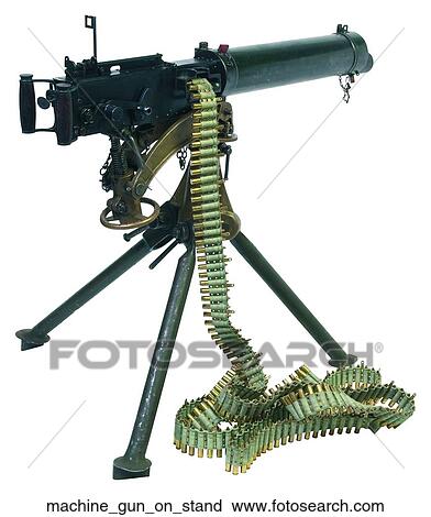 Stock Image - Machine gun on stand. Fotosearch