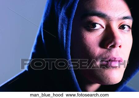 Man blue hood View Large Photo Image Stock Image - Man blue hood. Fotosearch