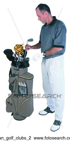 Stock Image - Man golf clubs 2. Fotosearch