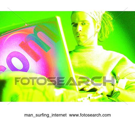 Stock Photograph - Man surfing internet. Fotosearch
