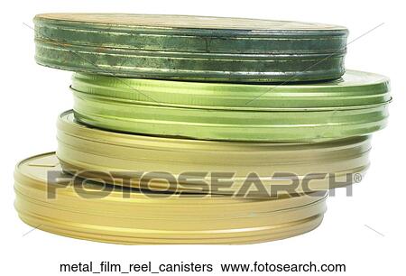 Stock Photograph - Metal film reel canisters. Fotosearch