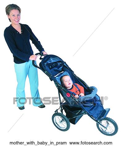 Mother with baby in pram View Large Photo Image Picture - Mother with baby in pram. Fotosearch