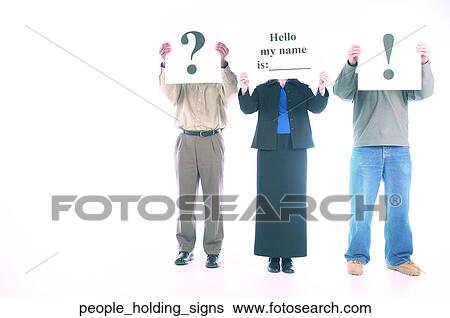 People holding signs View Large Photo Image Stock Photograph - People holding signs. Fotosearch