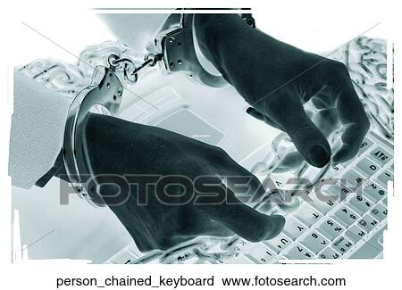 Person chained keyboard View Large Photo Image Stock Image - Person chained keyboard. Fotosearch