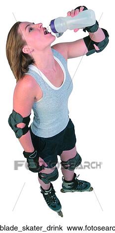 Stock Image - Roller blade skater drink. Fotosearch