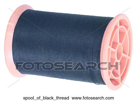 Stock Image - Spool of black thread. Fotosearch