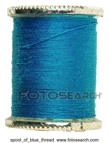 Stock Image - Spool of blue thread. Fotosearch