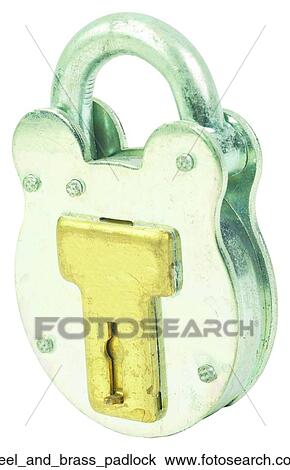 Stock Image - Steel and brass padlock. Fotosearch