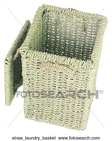 Stock Photograph - Straw laundry basket. Fotosearch