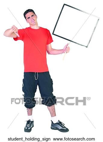 Student holding sign View Large Photo Image Picture - Student holding sign. Fotosearch