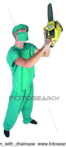 Surgeon with chainsaw View Large Photo Image Stock Photo - Surgeon with chainsaw. Fotosearch