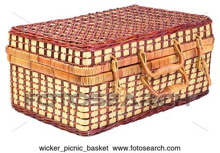 Wicker picnic basket View Large Photo Image Stock Photograph - Wicker picnic basket. Fotosearch