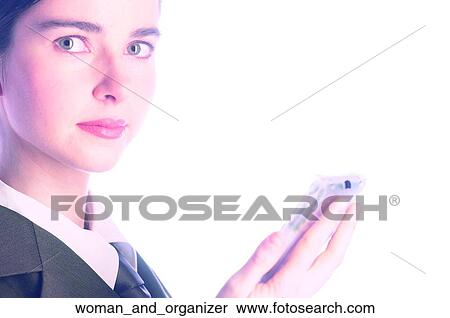 Stock Photography - Woman and organizer. Fotosearch
