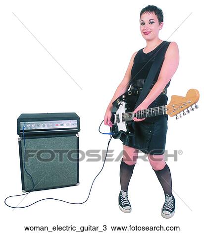 Stock Image - Woman electric guitar 3. Fotosearch