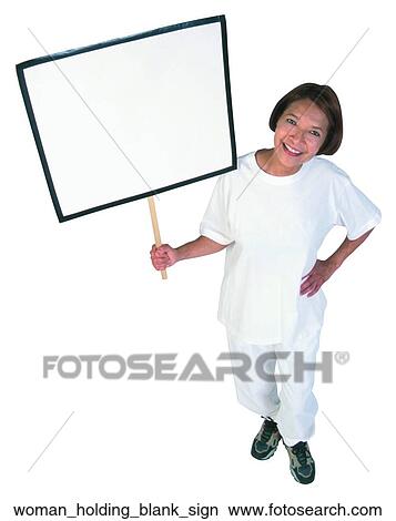 Woman holding blank sign View Large Photo Image Picture - Woman holding blank sign. Fotosearch