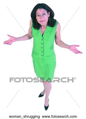 Stock Image - Woman shrugging. Fotosearch
