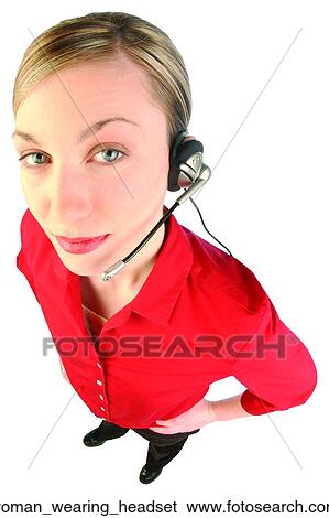 Woman wearing headset View Large Photo Image Stock Photograph - Woman wearing headset. Fotosearch