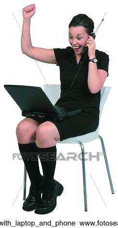 Woman with laptop and phone View Large Photo Image Stock Image - Woman with laptop and phone. Fotosearch