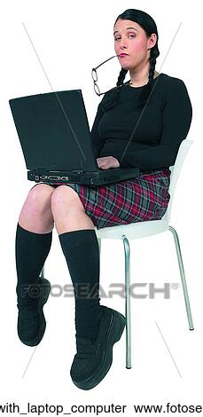 Stock Photography - Woman with laptop computer. Fotosearch