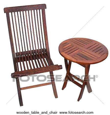 Stock Photography - Wooden table and chair. Fotosearch