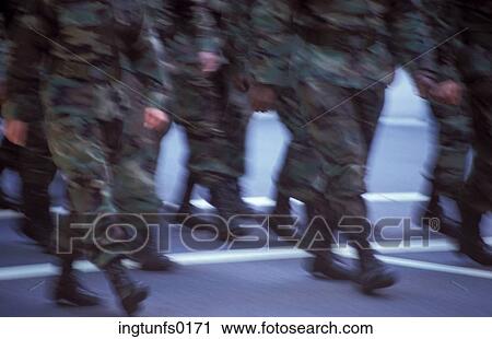 Stock Image - Soldiers Marching off to Battle. Fotosearch