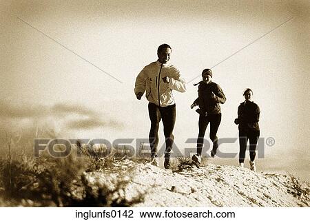 Line of Joggers View Large Photo Image Stock Image - Line of Joggers. Fotosearch