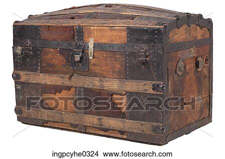 Picture - Antique wooden trunk . Fotosearch