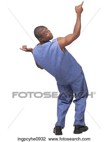 Back of a young African American man pointing to the sky View Large Photo Image Stock Image - Back of a young African American man pointing to the sky . Fotosearch