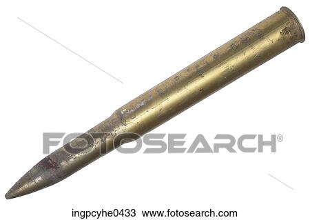 Stock Image - Brass bullet casing . Fotosearch