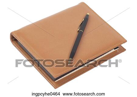 Brown leather binder and pen View Large Photo Image Picture - Brown leather binder and pen. Fotosearch