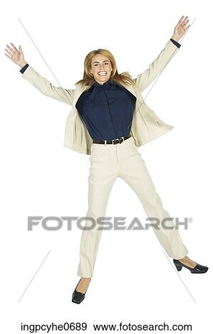 Business woman jumping L View Large Photo Image Stock Photo - Business woman jumping L . Fotosearch