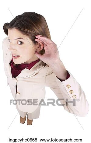 business woman listening L View Large Photo Image Stock Photo - business woman listening L . Fotosearch
